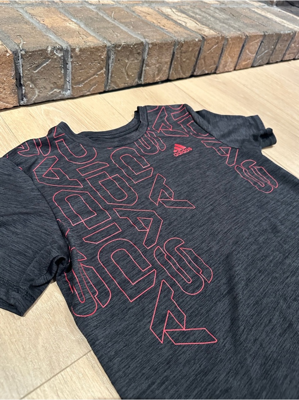 adidas Dark Gray Heather Tee with Red Graphic